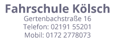 Fahrschule Gustav-Adolf Kölsch, Gertenbachstr. 16, 42899 Remscheid-Lüttringhausen